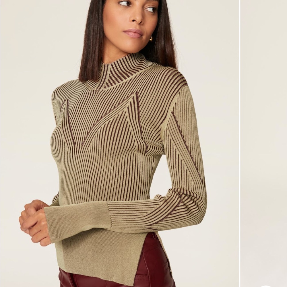 Aknvas Beige and Brown Patterned Women's Sweater